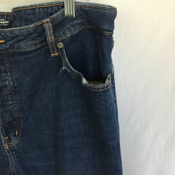Old Navy O.G. Jeans Women's Size 18 Tall High Rise Straight Leg Dropped Raw Hem - Picture 5 of 7